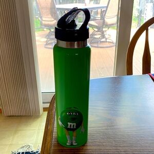 M&M steel thermos with spout and straw attached